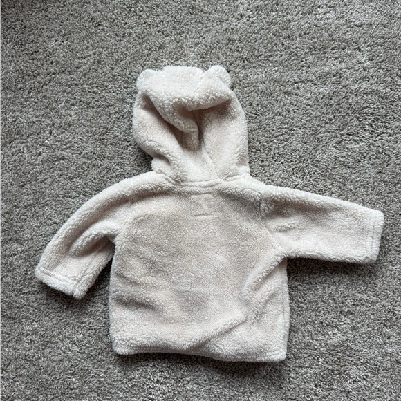 Cozy baby Cream Knit Hoodie Ivory sherpa Jacket Cardigan – Size 9 Months - Picture 2 of 9